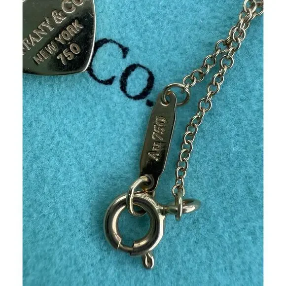 Return Tiffany & Co. 18k Gold MINI Double Heart Tag Pendant Necklace 18” READ - Picture 11 of 12